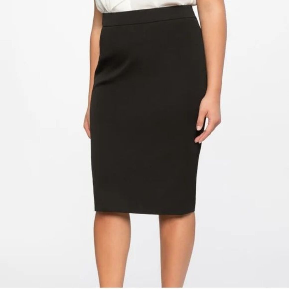 Eloquii Black Premier Bi-Stretch Work Skirt Plus 26 3X Black Back Slit Zipper